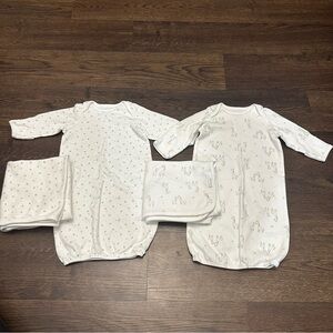 Little Me Sleep Gown & Blanket 0-3 Months Baby Neutral Long Sleeve Hand Mitts